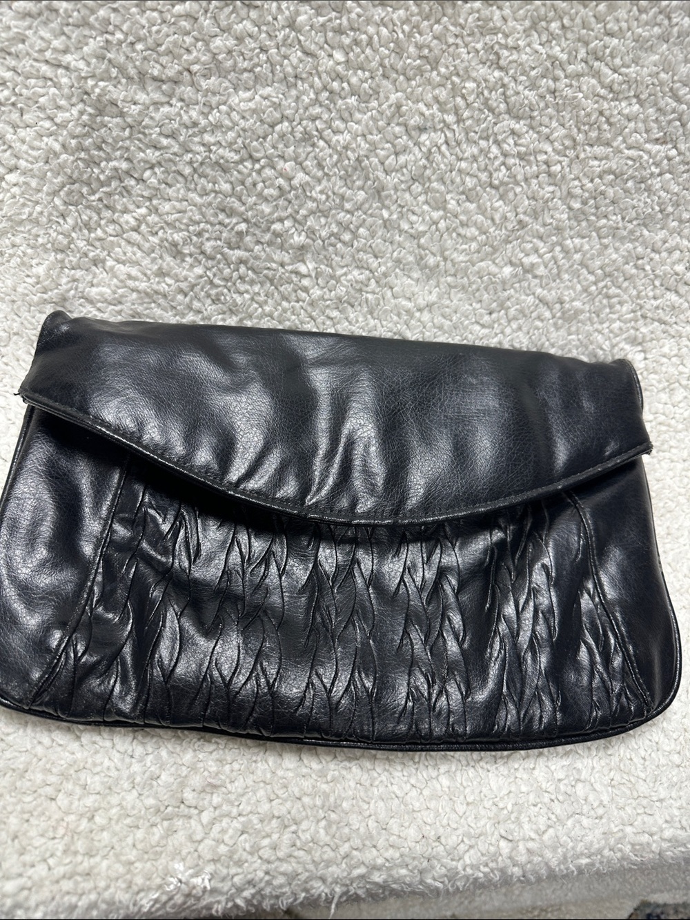 Jeanne S Ward Vintage Fold-Over Clutch, Soft Vegan Leather Snap Closure